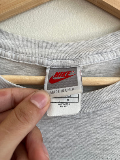 90s Nike Air Swoosh Grey Spell Out Tee (L)