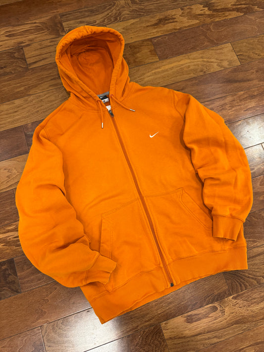 Y2K Nike Essential Orange Full Zip Hoodie (L)