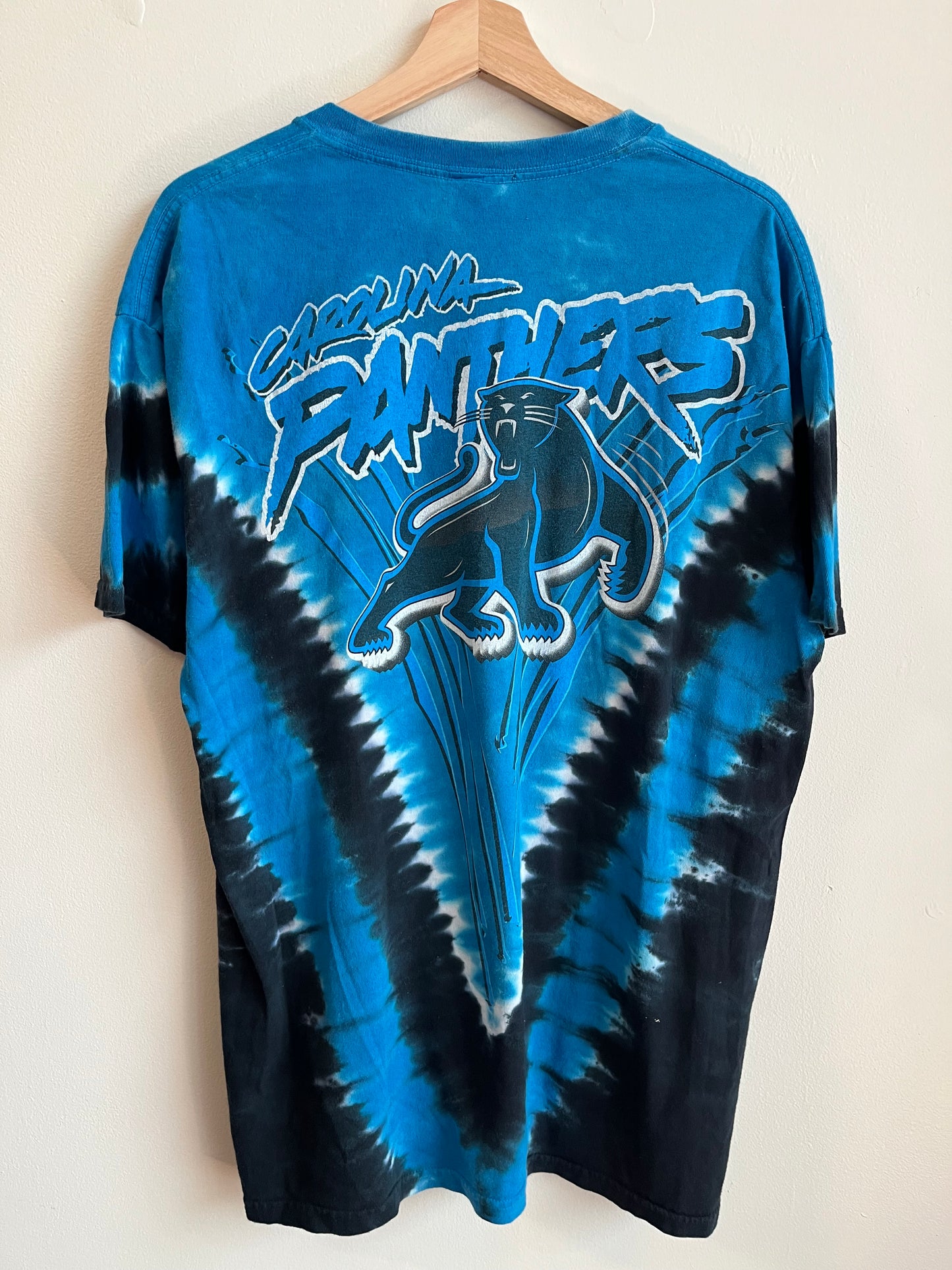 00s Carolina Panthers Old Cat Majestic Tie Dye Tee (L)