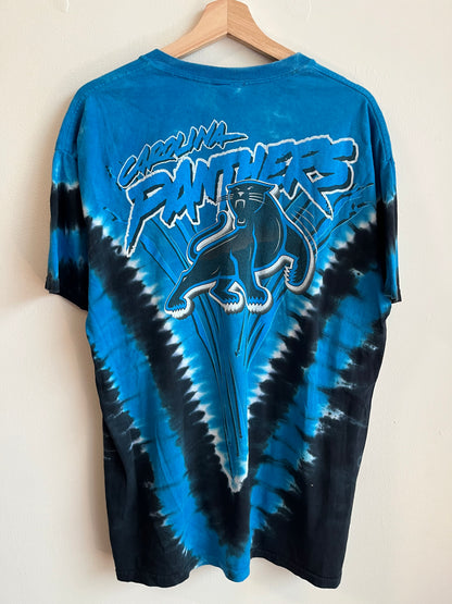 00s Carolina Panthers Old Cat Majestic Tie Dye Tee (L)