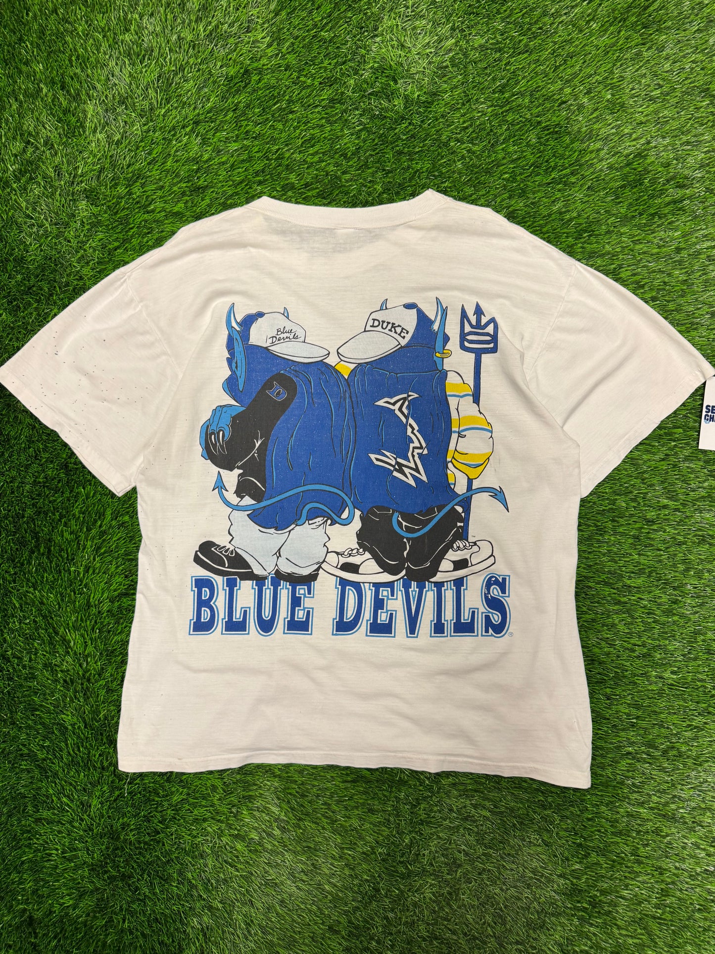 1993 Duke University Blue Devils Cartoon Mascots Vintage Tee (XL)