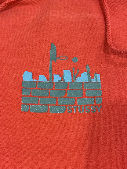 90s Stussy Skate Hip Hop Faded Red Hoodie (S)