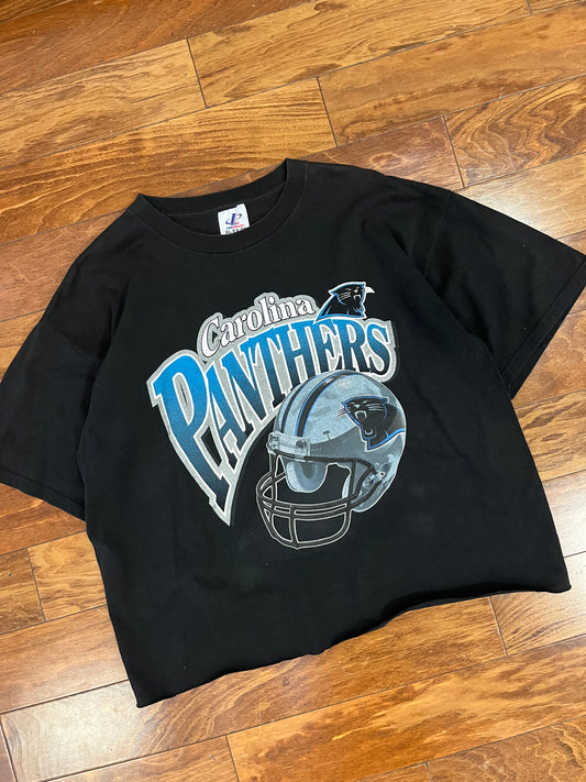 90s Carolina Panthers Cropped Helmet Tee (XL)