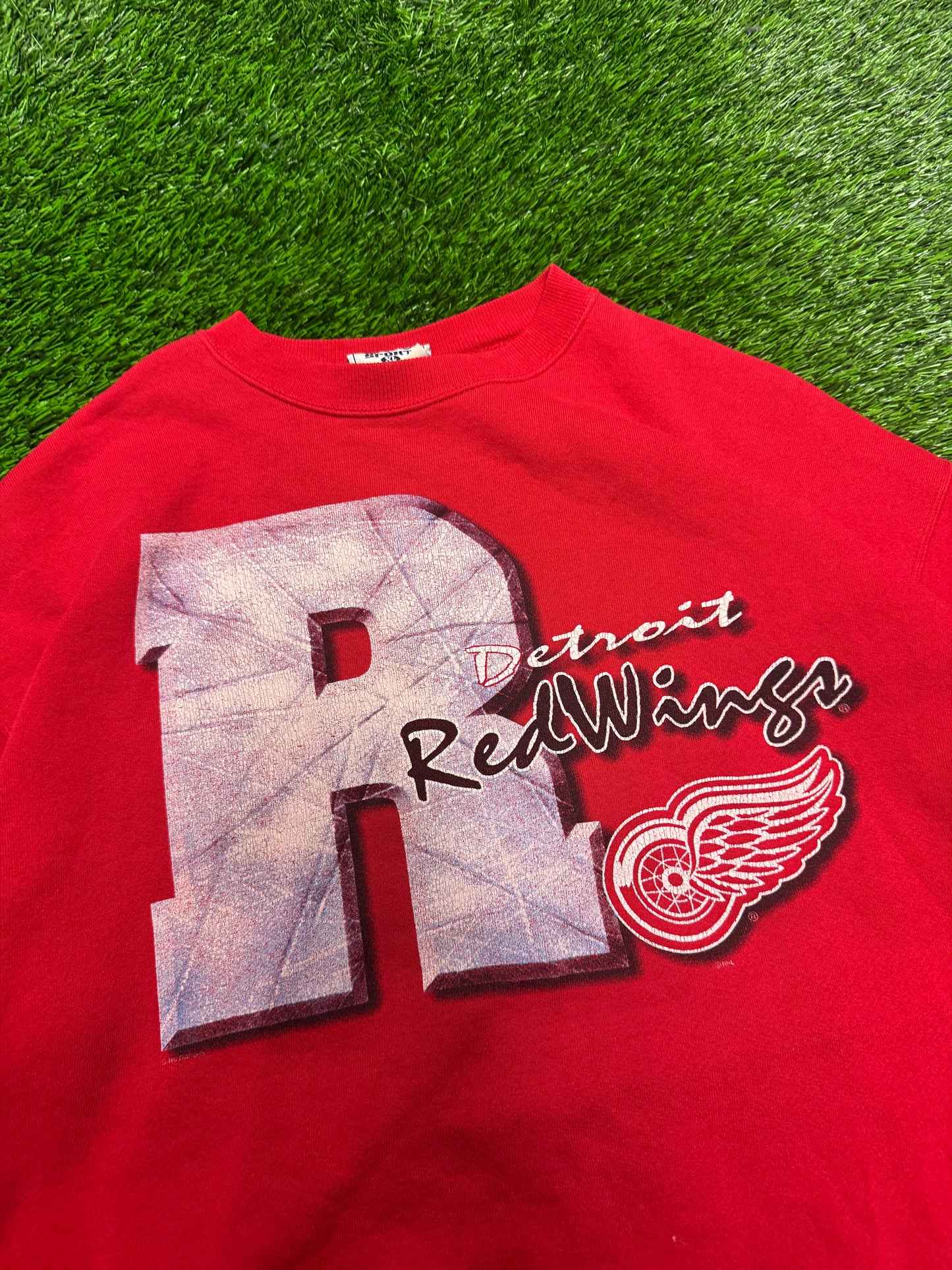 90s Detroit Red Wings Vintage Lee Spell Out Crewneck (XL)