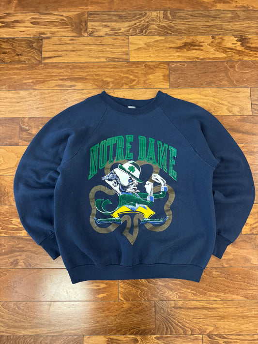 80s Notre Dame University Clover Navy Crewneck (L)