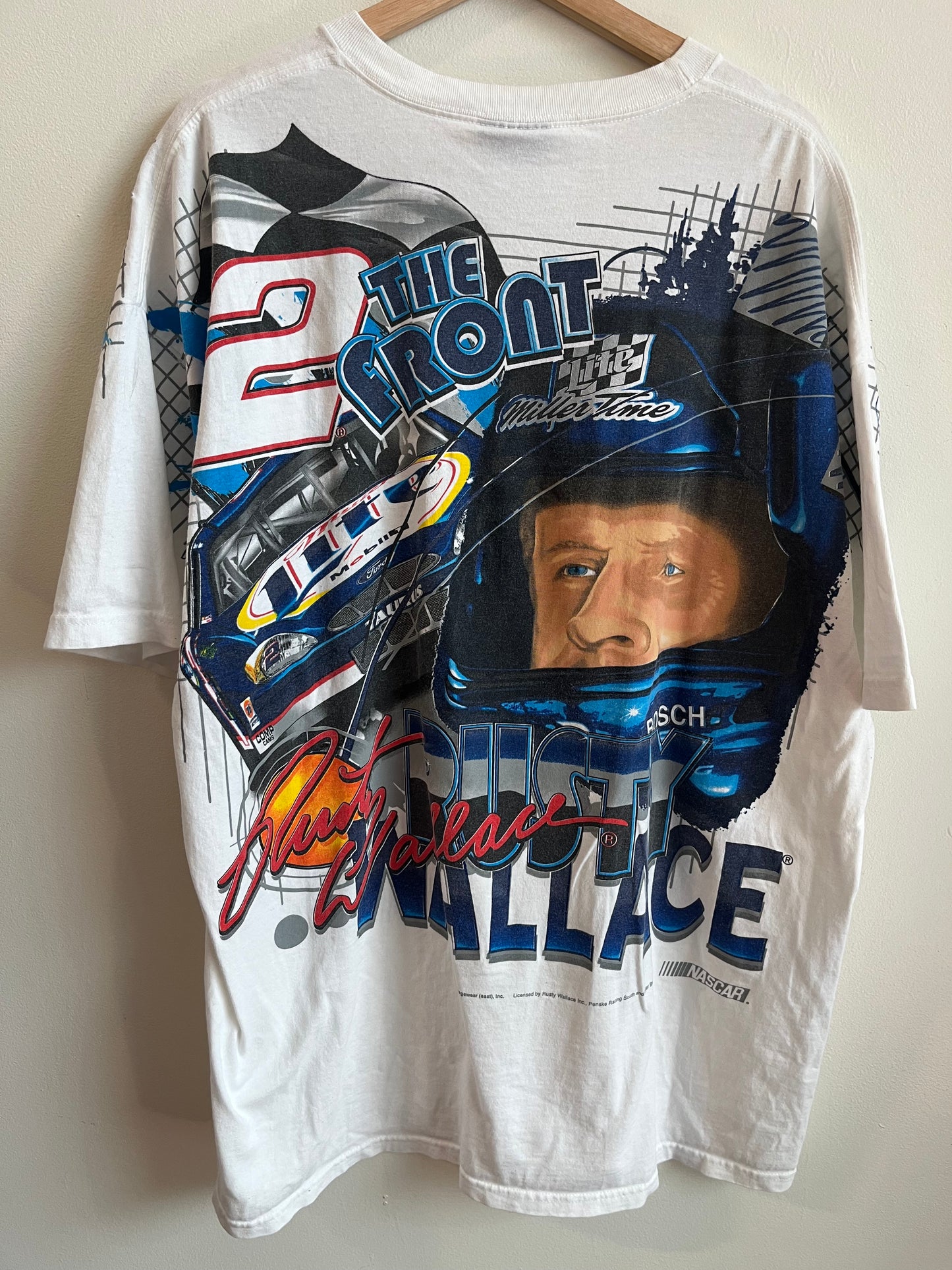 00s Rusty Wallace Miller Lite Nascar AOP Tee (XL)