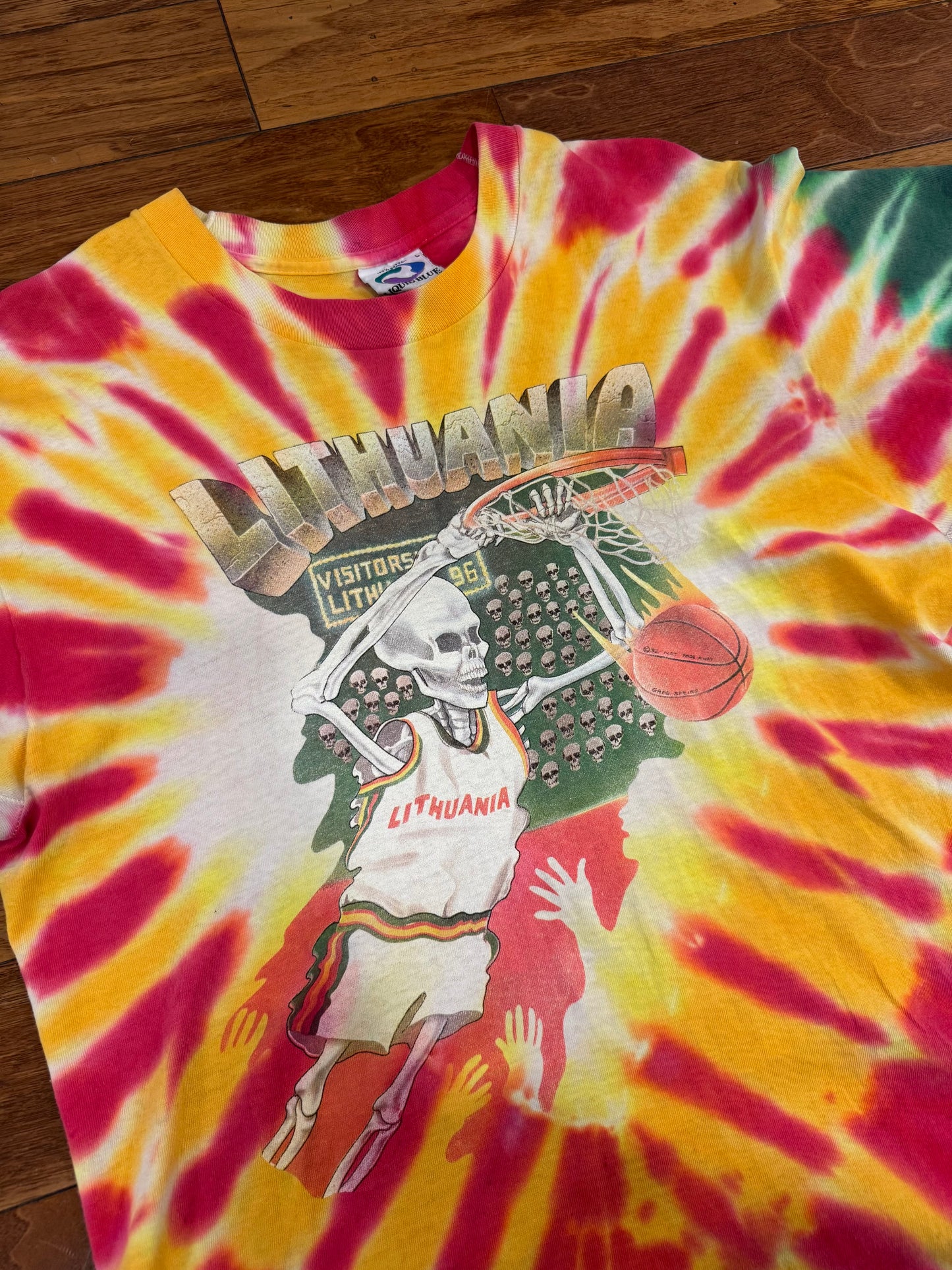 1992 Lithuania Grateful Dead Tie Dye Vintage Liquid Blue Band Tee (L)