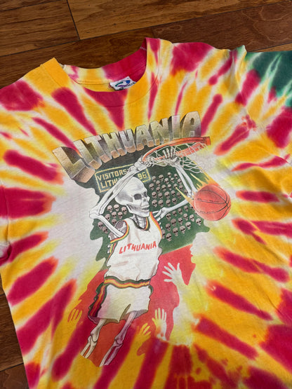 1992 Lithuania Grateful Dead Tie Dye Vintage Liquid Blue Band Tee (L)