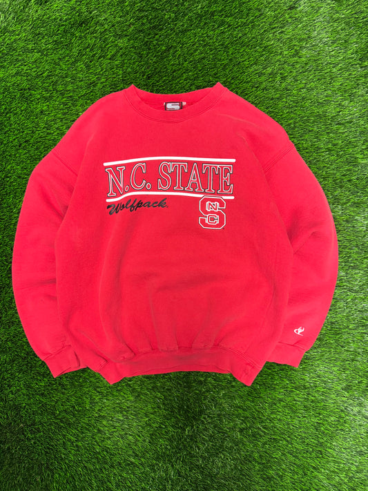 90s NC State University Wolfpack Spell Out Sportex Vintage Crewneck (M)
