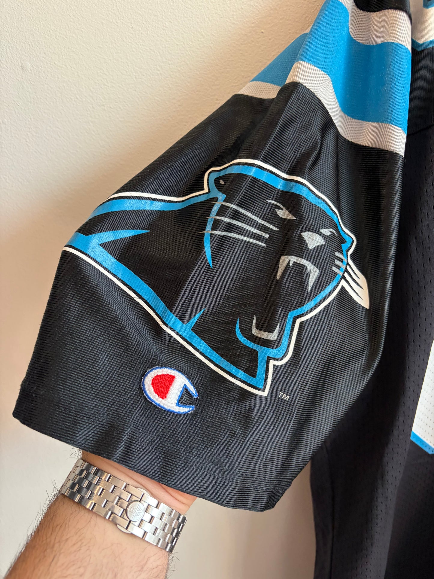 90s Carolina Panthers Wesley Walls Champion Home Jersey (M)