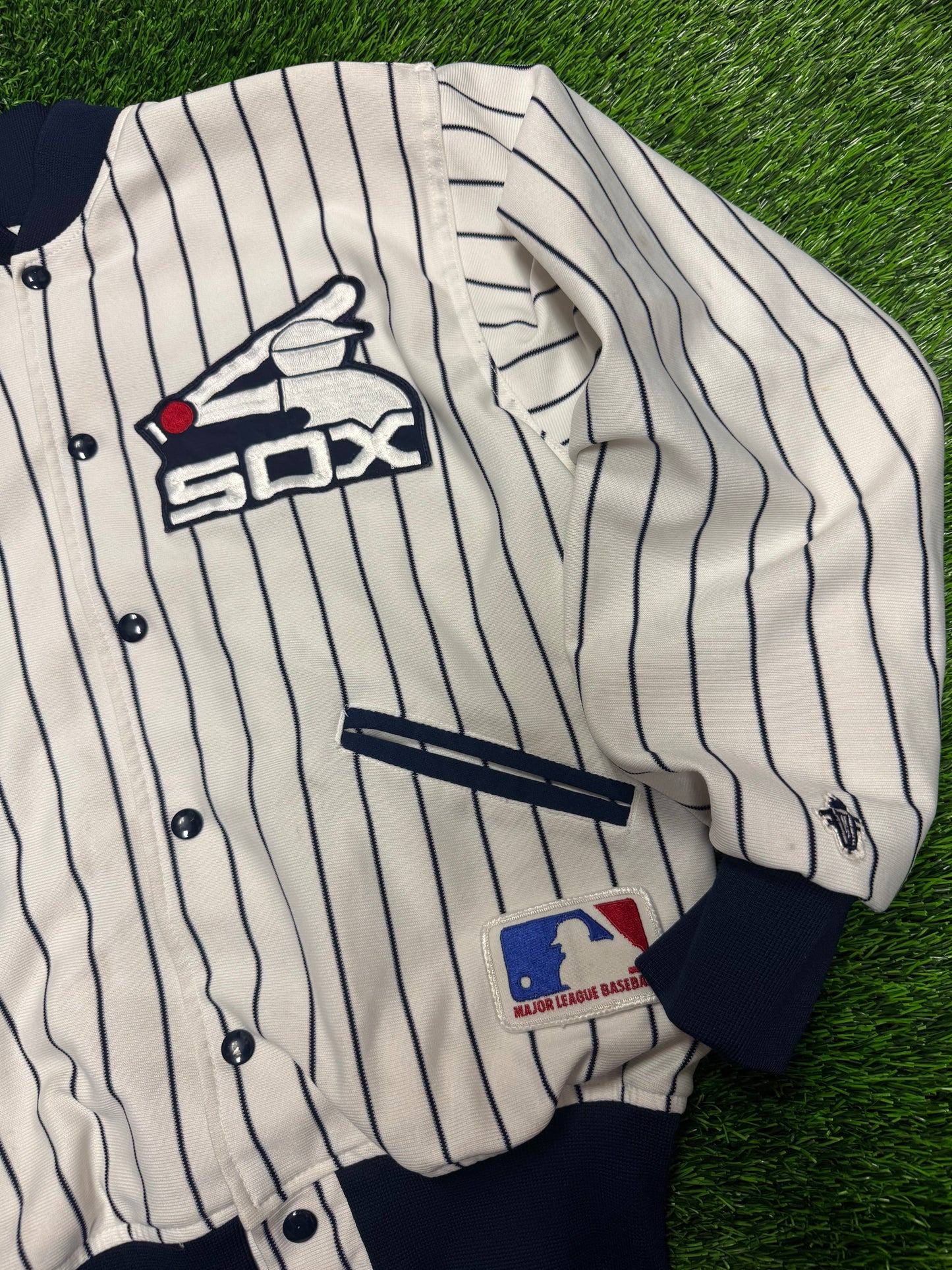 80s Chicago White Sox Vintage Pinstripe Coach Jacket (M)