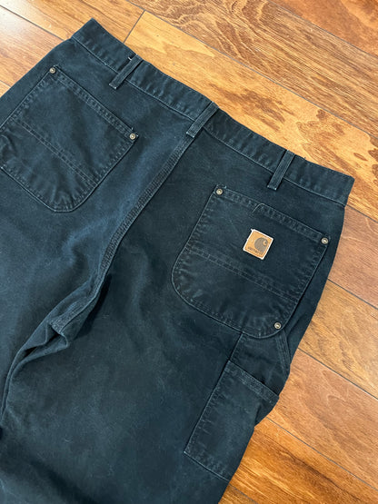 2008 Carhartt Black Double Knees Workwear Pants (38 x 30)