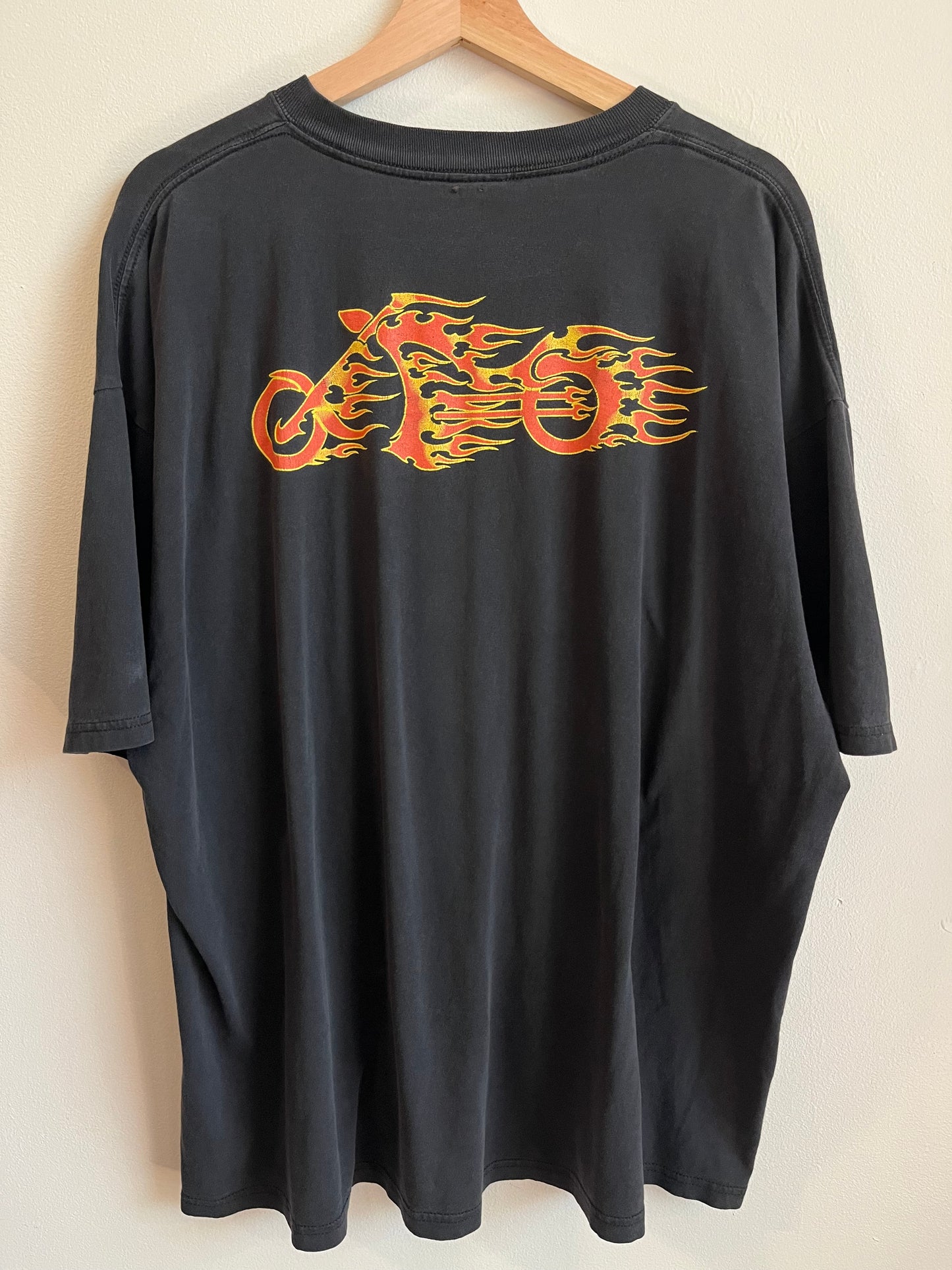00s Flaming Chopper Black Biker Tee (XXL)