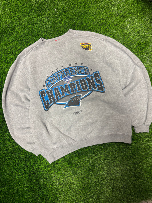 2003 Carolina Panthers NFC Champions Gray Reebok Crewneck (M)
