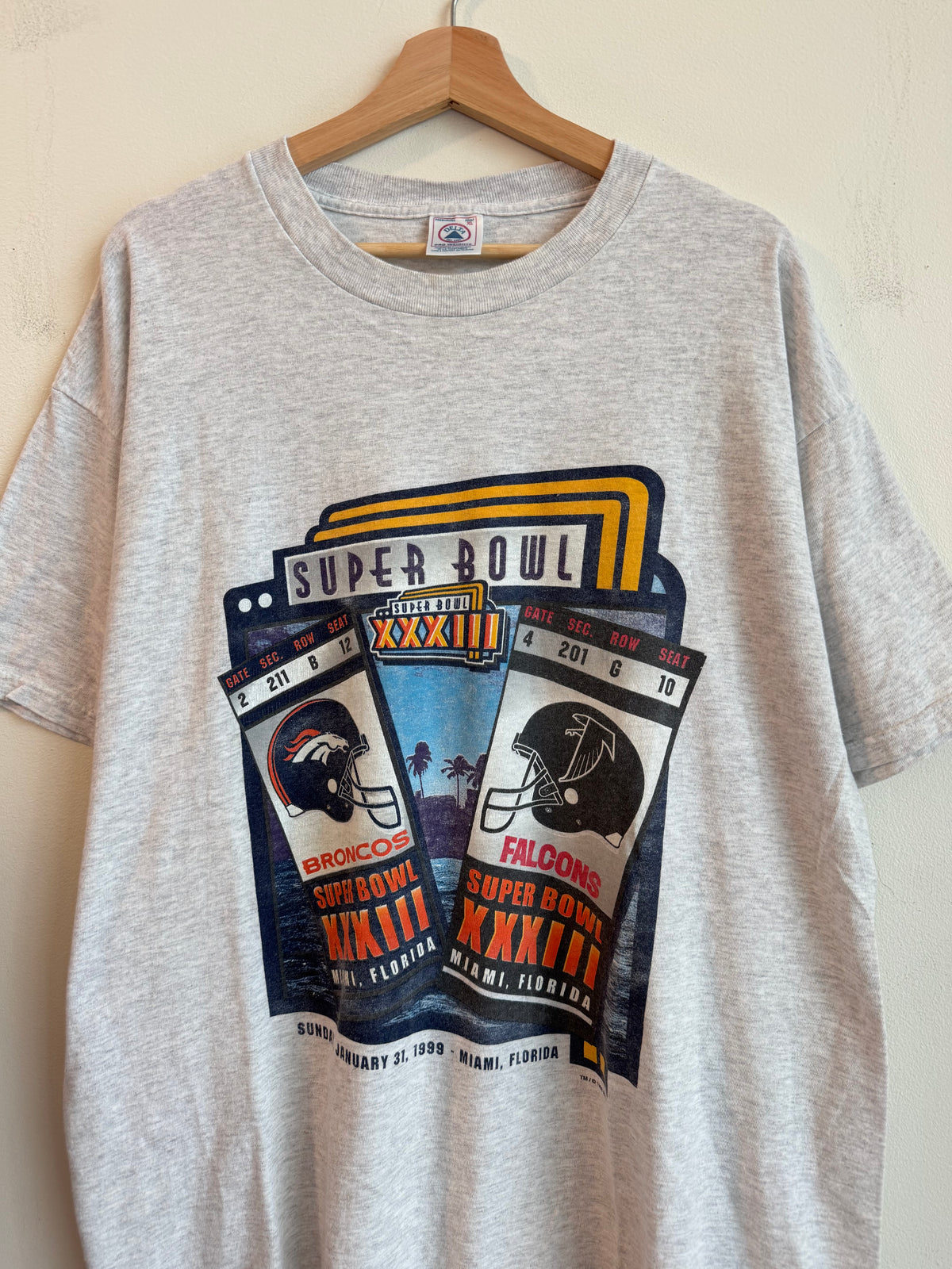 1999 Broncos v Falcons Super Bowl Ticket Tee (XL)