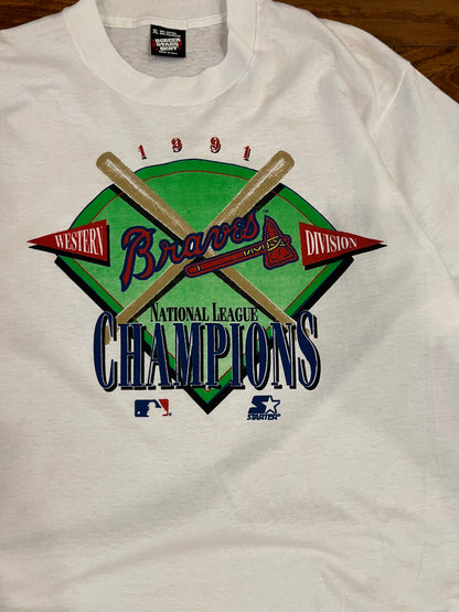1991 Atlanta Braves Western Division Champions Vintage MLB Tee (XL)