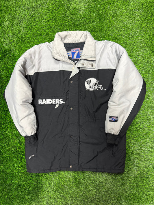 90s Oakland Raiders Vintage Logo 7 Parka Puffer Jacket (M)