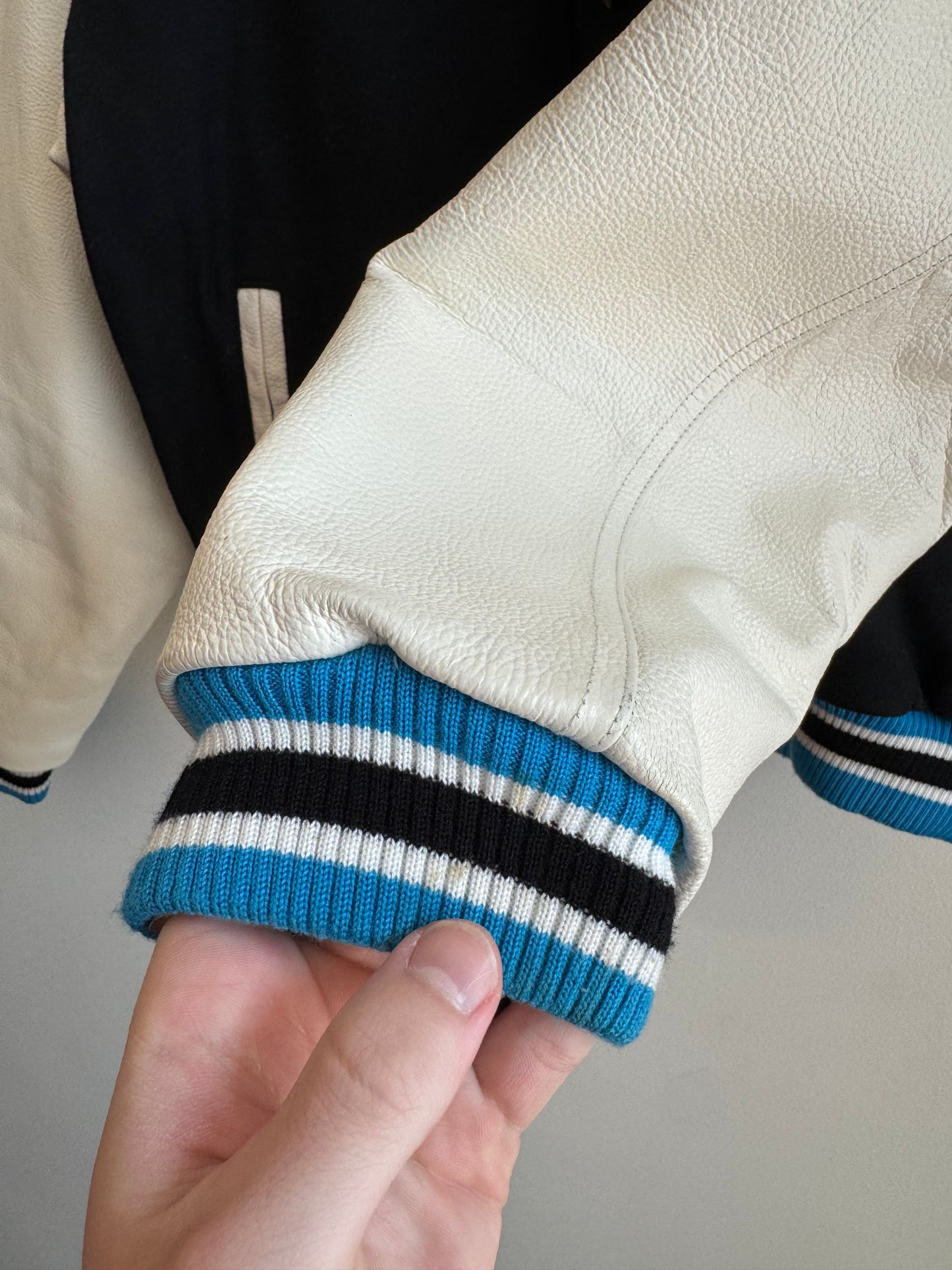 00s Carolina Panthers Gridiron Leather Varsity Jacket (L)