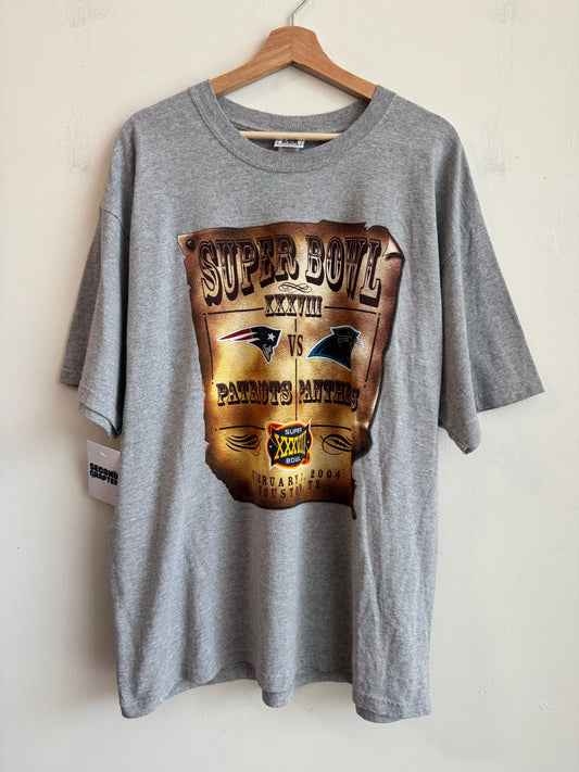 2004 Patriots v Panthers Grey Super Bowl Tee (XXL)