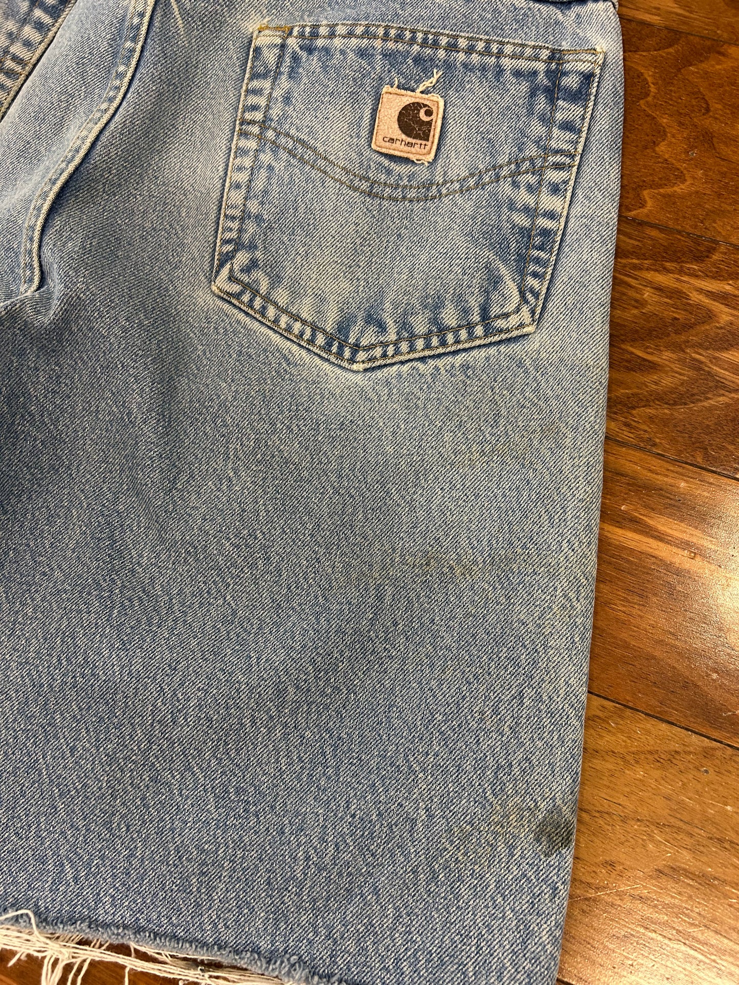 00s Carhartt Distressed Stained Jean Shorts (30)