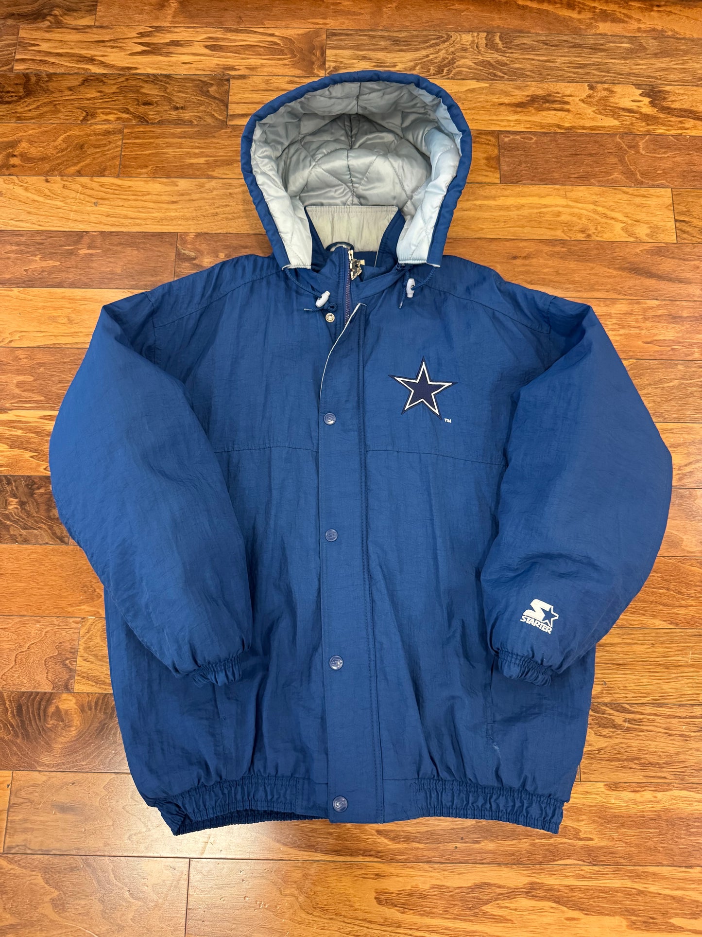 90s Dallas Cowboys Starter Embroidered Vintage Puffer Jacket (XL)