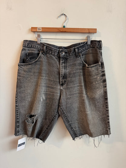 90s Lee Faded Black Distressed Shorts (36)
