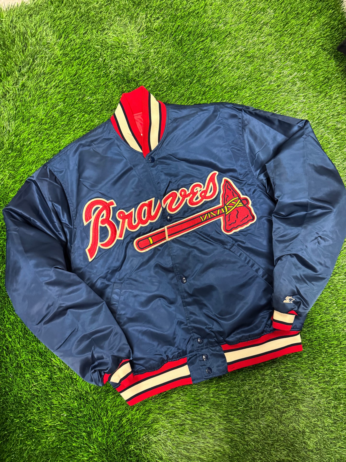 90s Atlanta Braves Vintage MLB Starter Satin Jacket (XL)