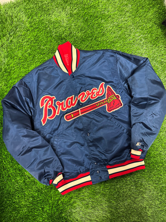 90s Atlanta Braves Vintage MLB Starter Satin Jacket (XL)