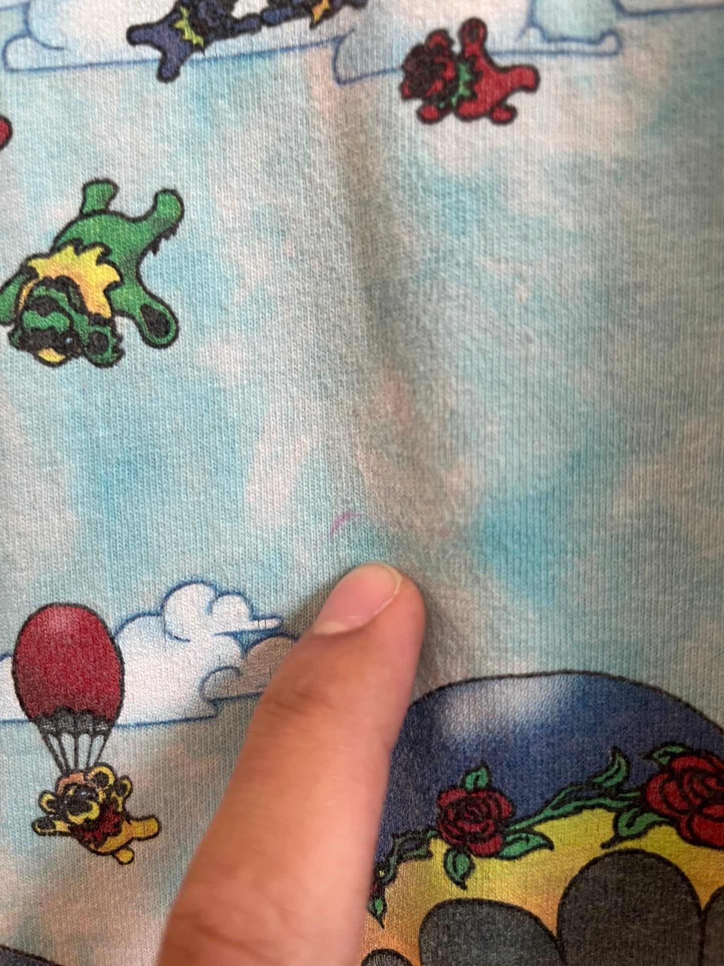 1993 Grateful Dead Liquid Blue Tie Dye Parachute Music AOP Tee (XXL)