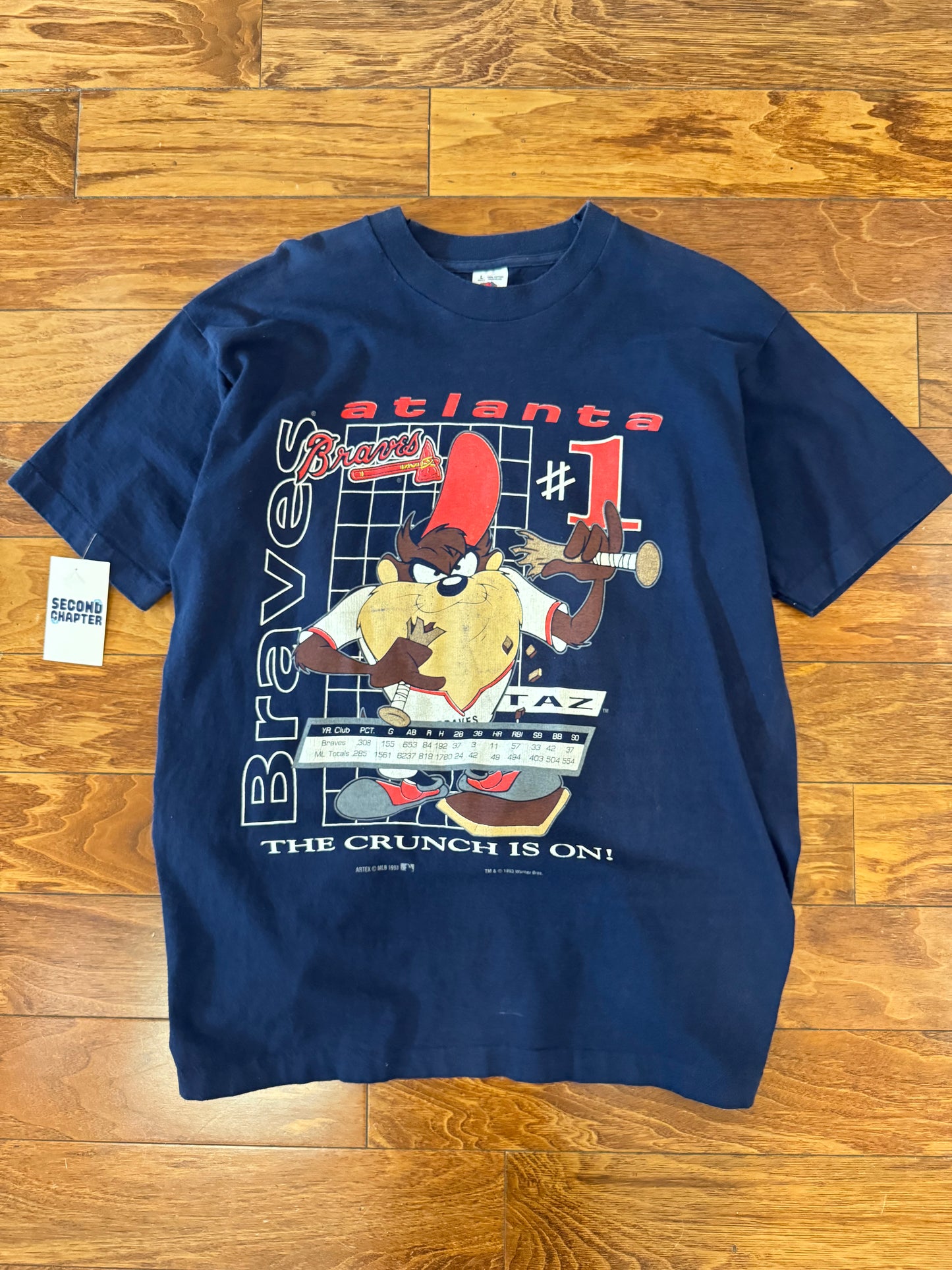 1993 Atlanta Braves Looney Tunes Taz MLB Tee (L)