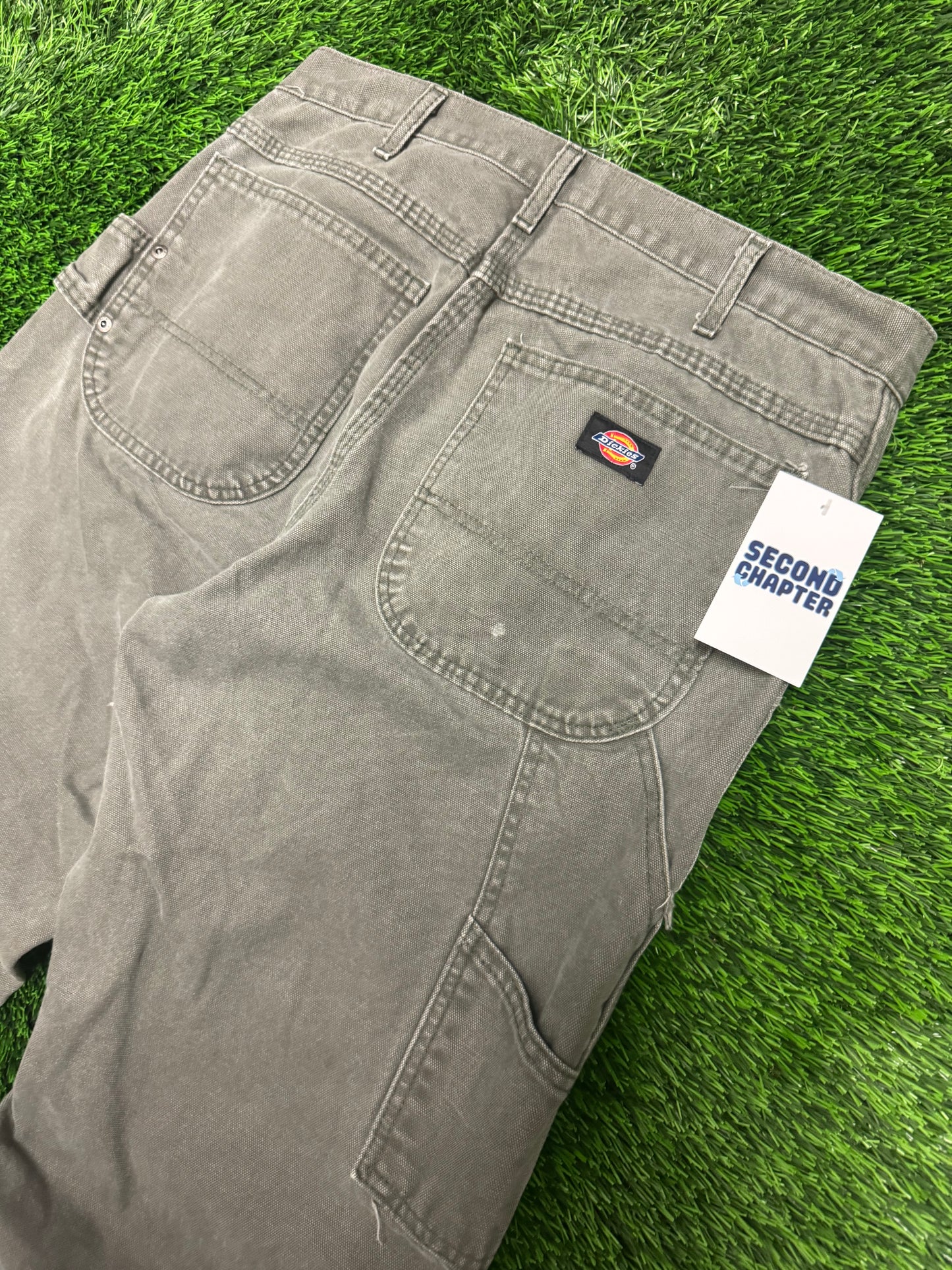 Dickies Olive Green Black Tab Carpenter Workwear Pants (32 x 34)