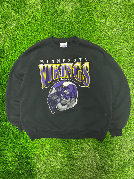 1995 Minnesota Vikings Helmet Vintage Chalk Line Graphic Crewneck (XL)