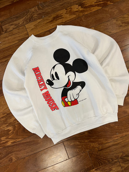90s Mickey Mouse White Disney Crewneck (XL)