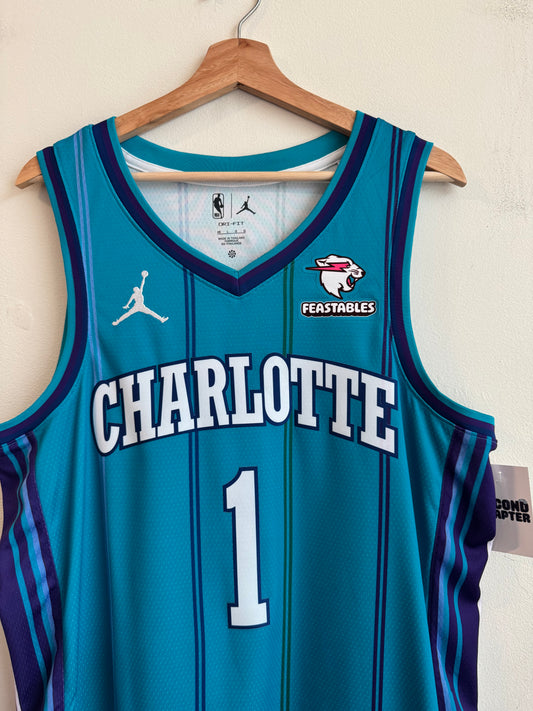 2023 Charlotte Hornets LaMelo Ball Classic Edition Teal Pinstripe Jordan Jersey (L)