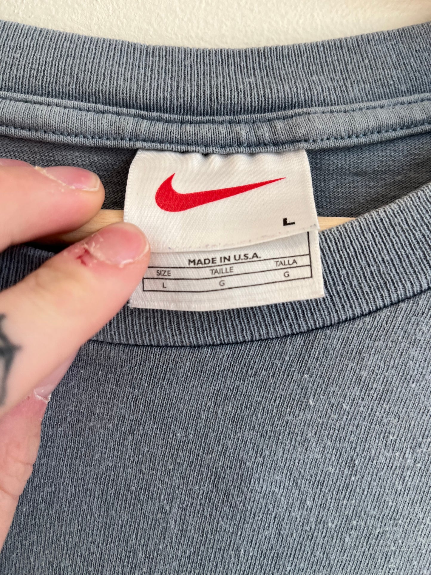 90s Nike Faded Washed Slate Blue Tee (L)