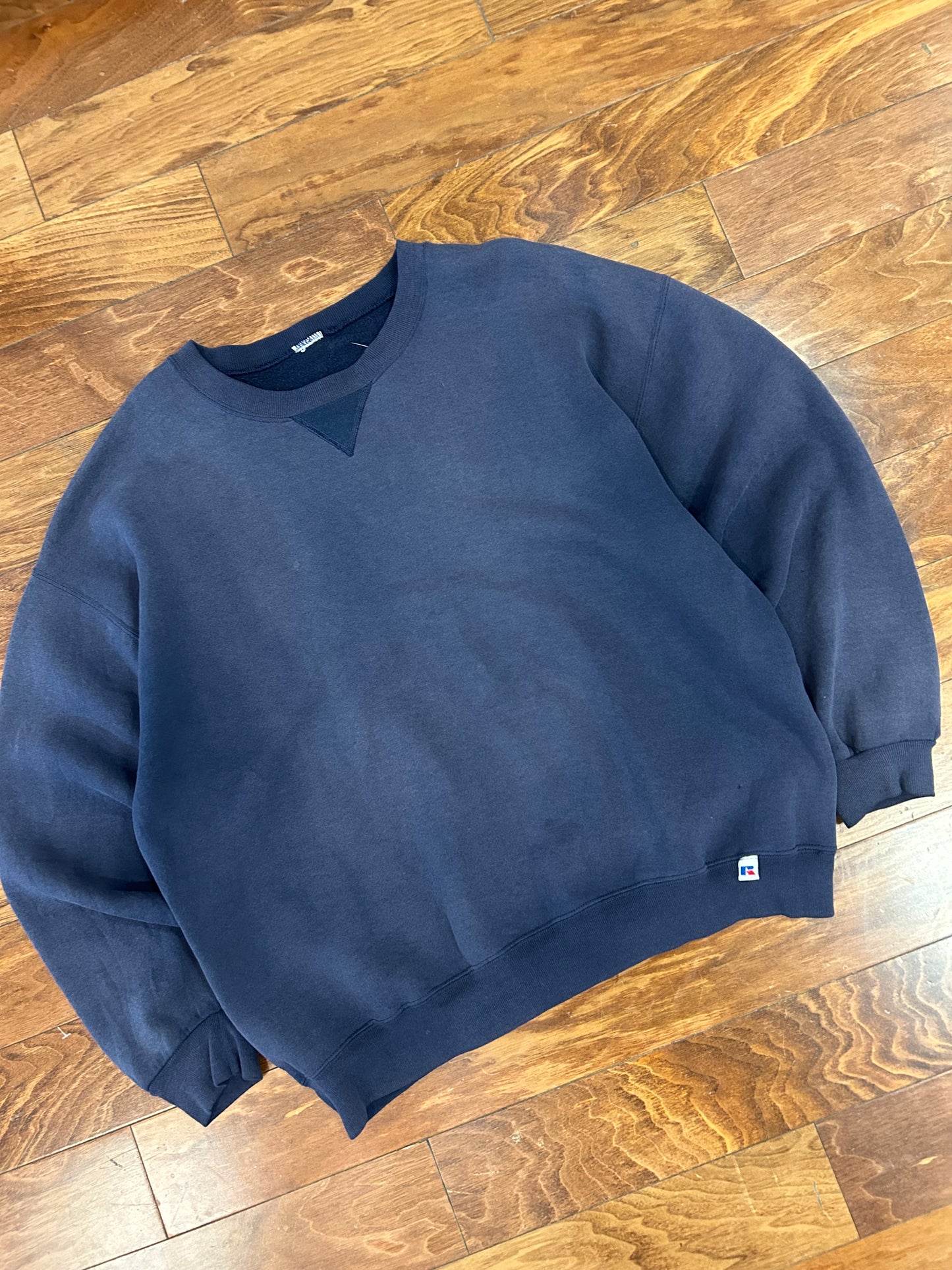 90s Russell Athletics Faded Navy Blank Crewneck (XXL)