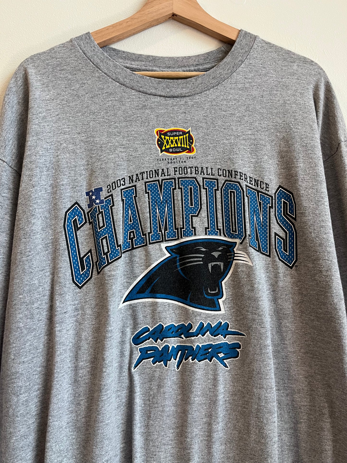 2003 Carolina Panthers NFC Champion Grey Long Sleeve Shirt (XL)