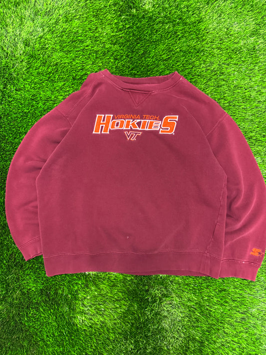 00s Virginia Tech Hokies Spell Out Vintage Starter Crewneck (XL)
