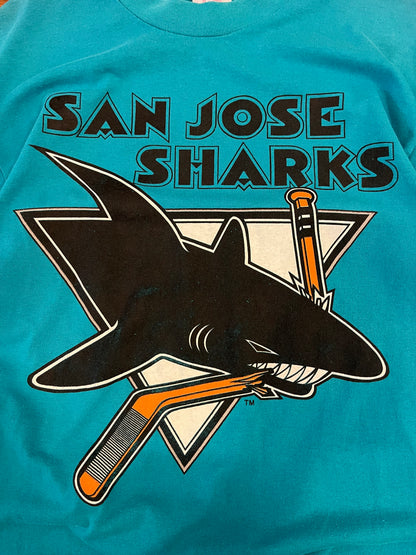 90s San Jose Sharks Logo 7 NHL Tee (L)