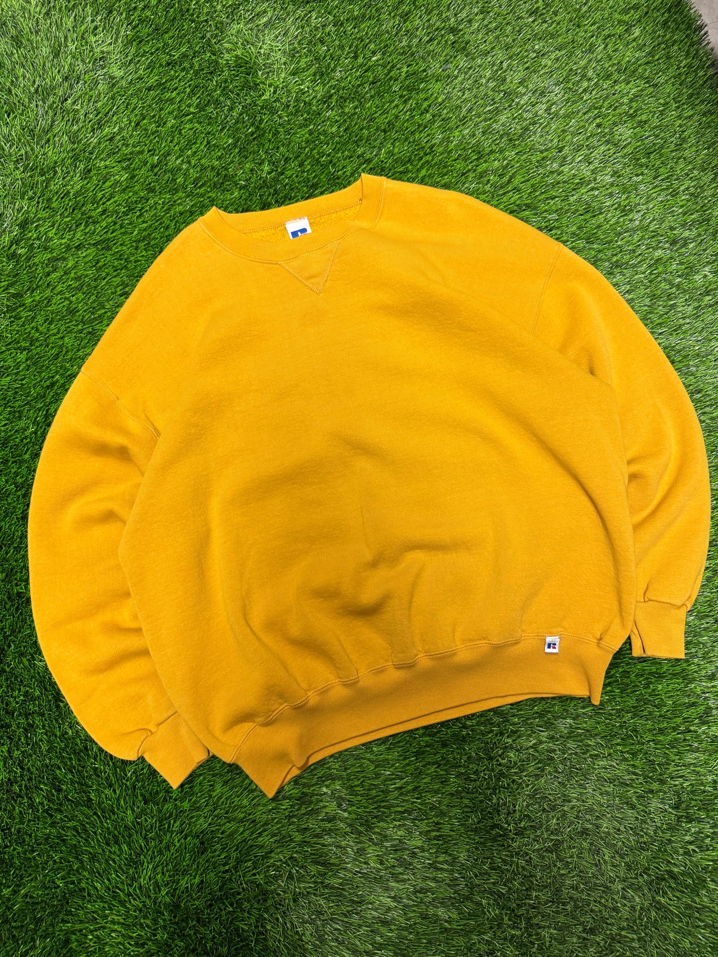 90s Russell Athletics Yellow Blank Crewneck (XXL)