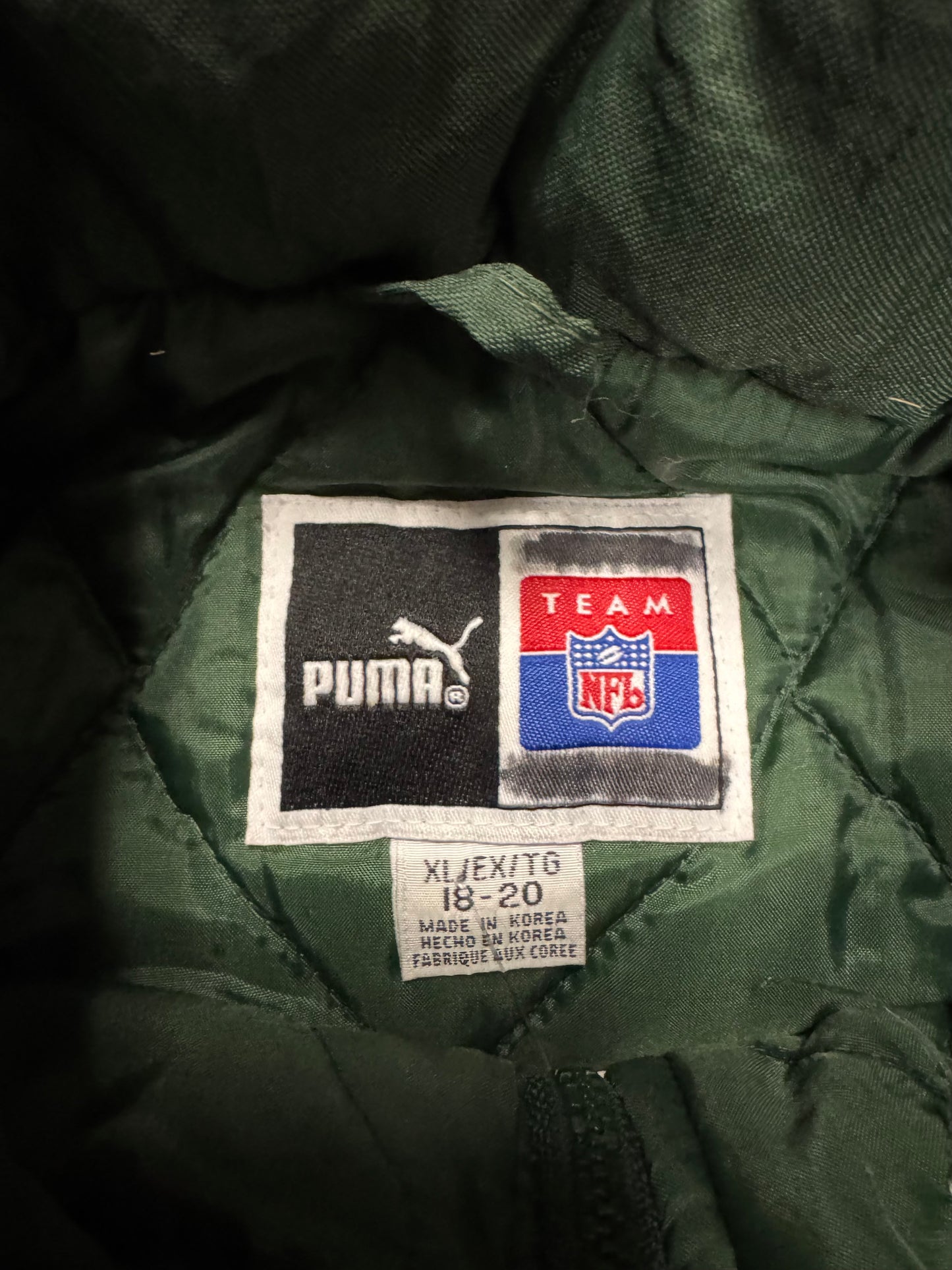 90s Green Bay Packers Puma Puffer Jacket (Youth XL)