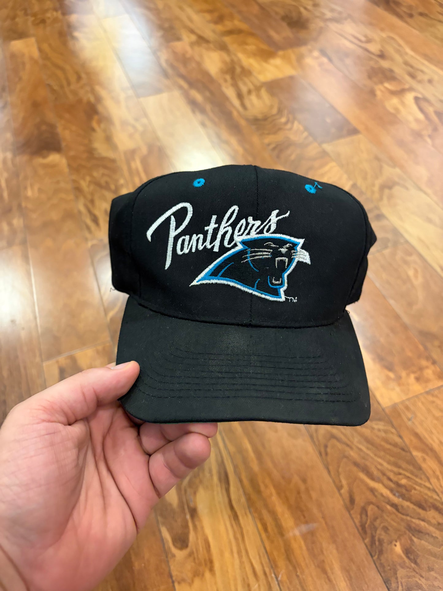 90s Carolina Panthers Black Embroidered Hat (OS)