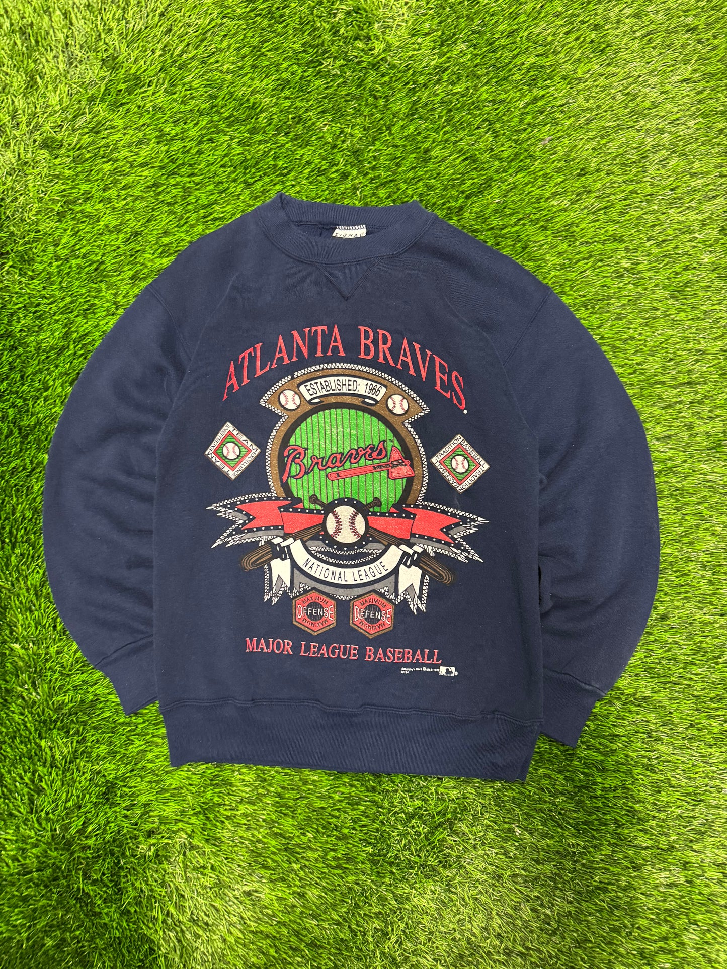 1992 Atlanta Braves Big Graphic Vintage MLB Crewneck (M)