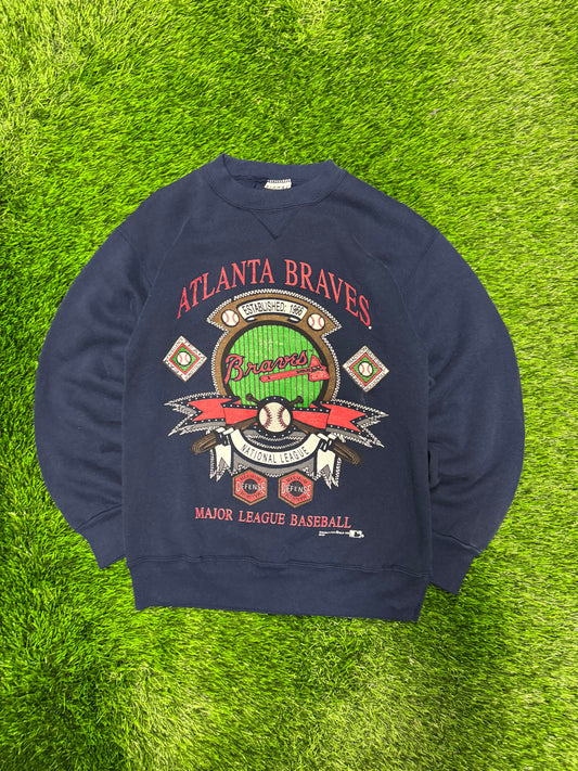 1992 Atlanta Braves Big Graphic Vintage MLB Crewneck (M)
