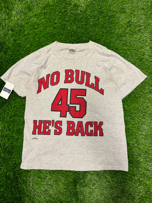 90s Chicago Bulls "No Bull 45 He's Back" Vintage Nutmeg Jordan Tee (L)