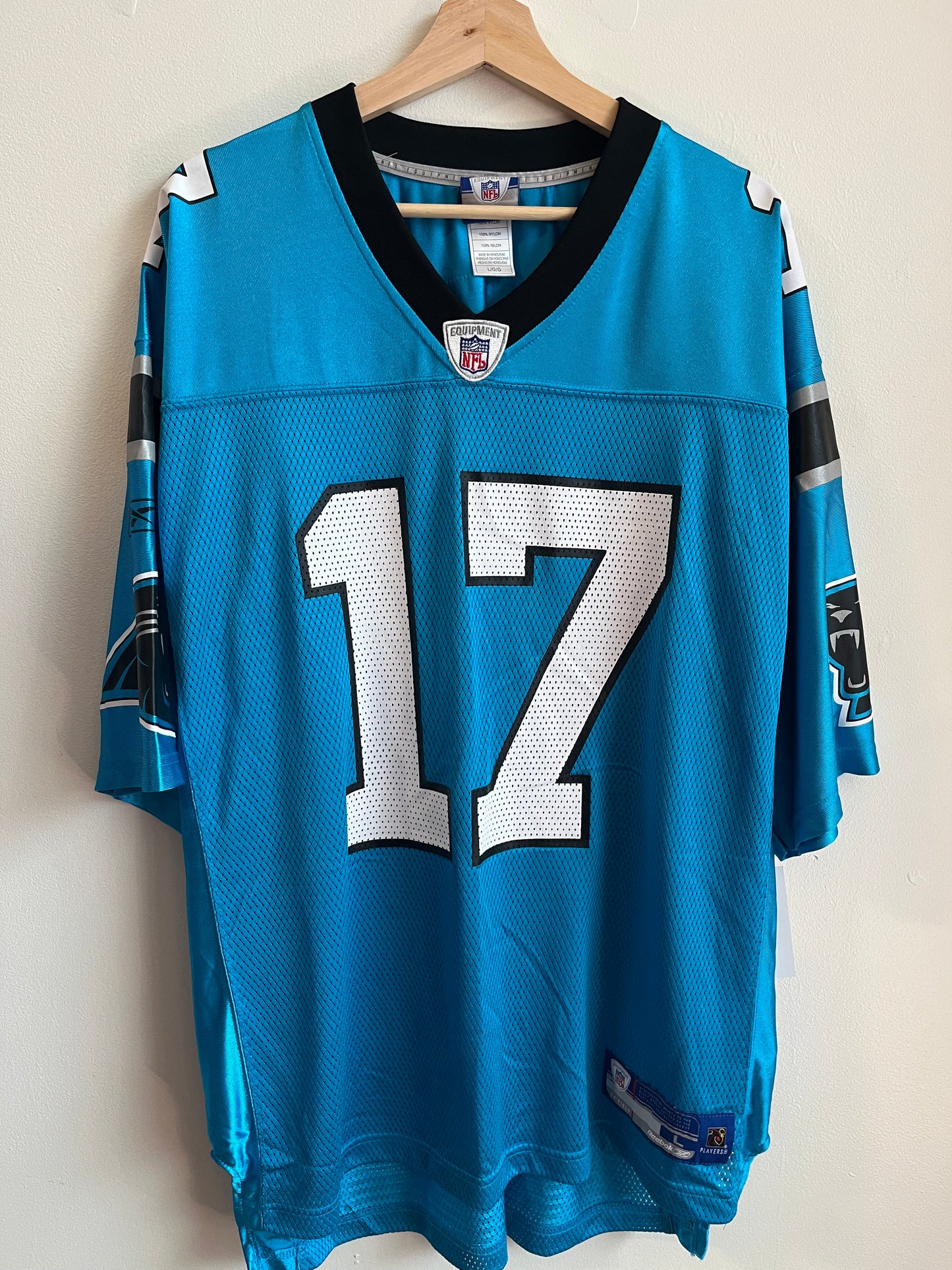 00s Carolina Panthers Jake Delhomme Blue Reebok Jersey (L)