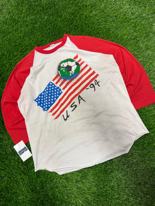 1994 World Cup Spell Out 1/4th Sleeve Shirt (L)