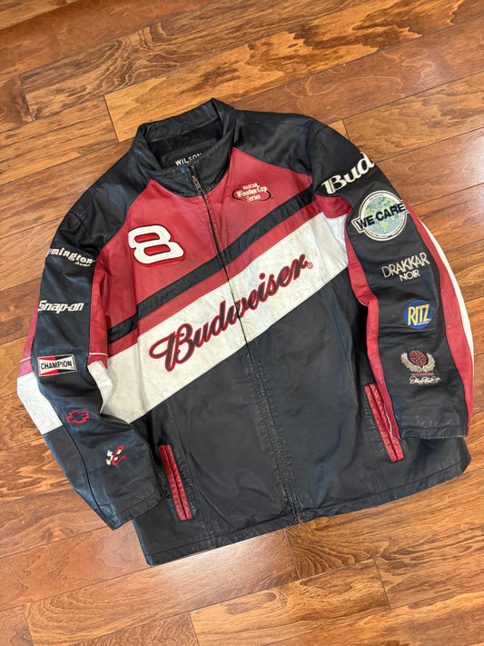 00s Dale Earnhardt Jr. Budweiser Nascar Vintage Wilson Leather Jacket (XL)