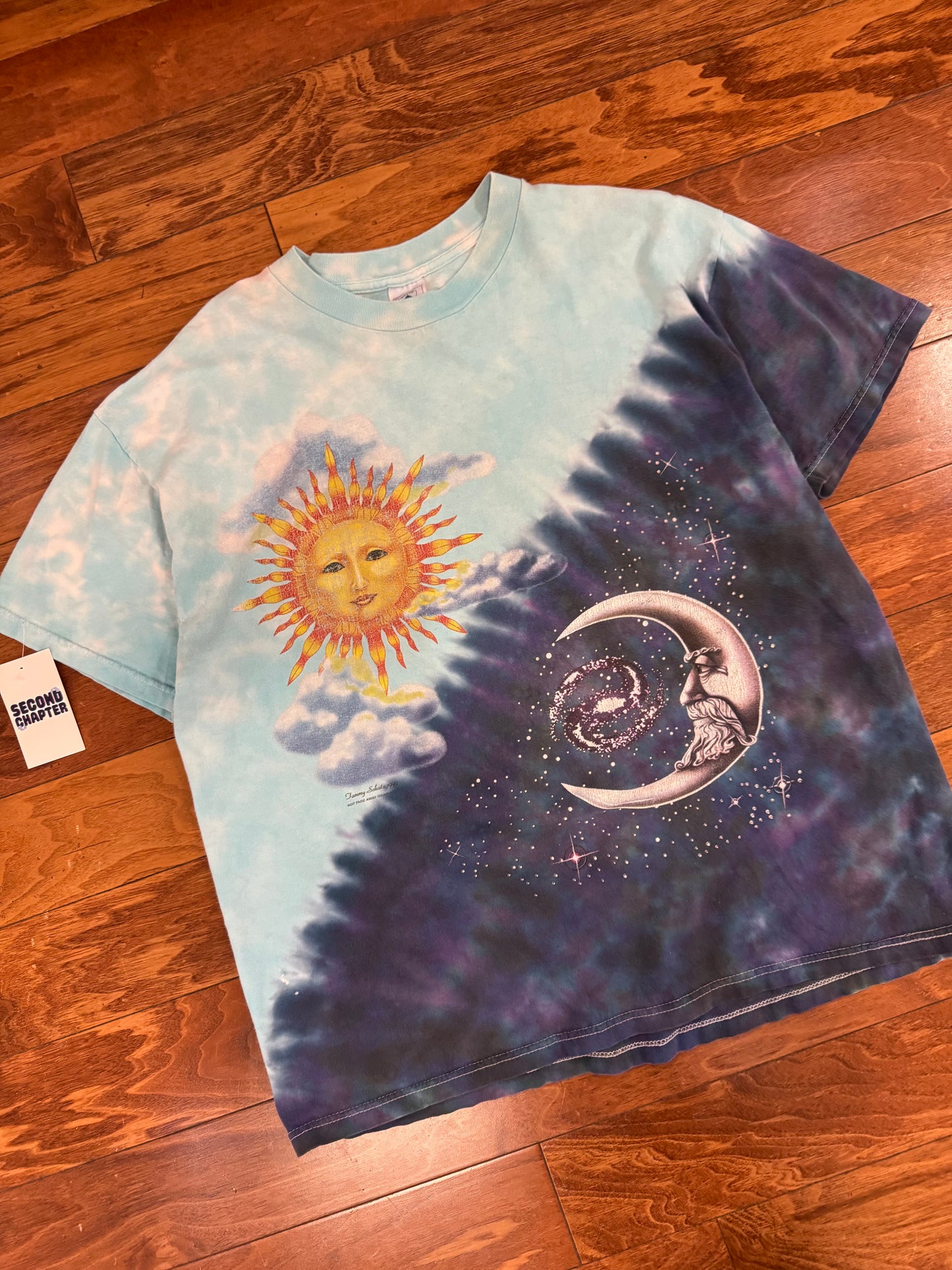 1995 Tammy Schatz Sun And Moon Tie Dye Vintage Tee (XL)