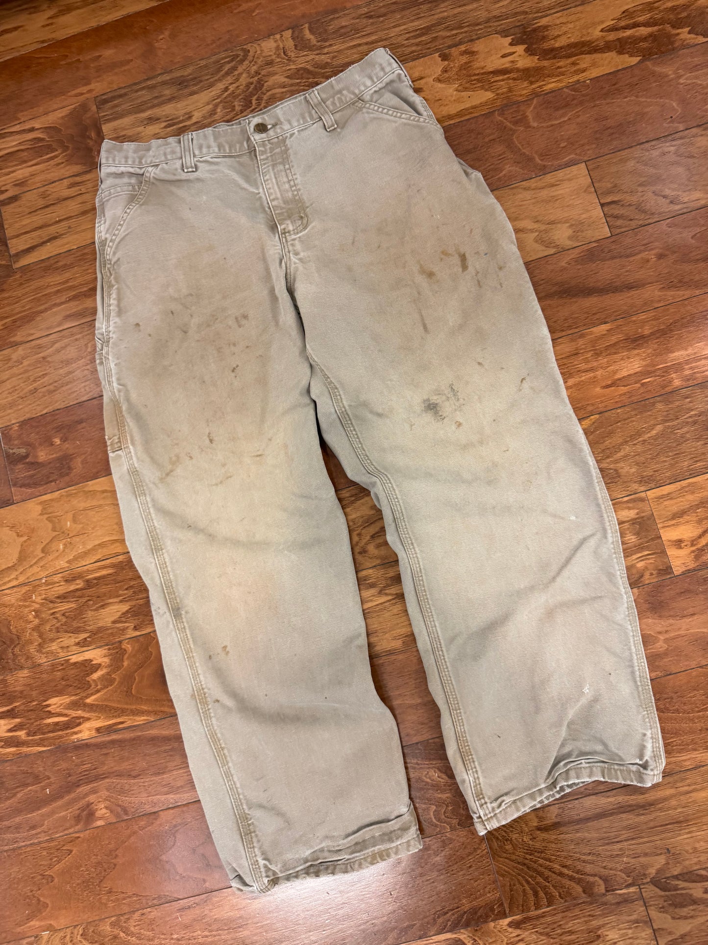 2014 Carhartt Tan Stained Carpenter Pants (34 x 30)